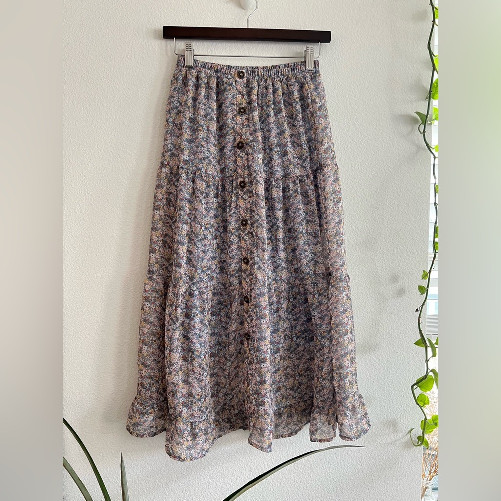 Sienna Sky Button-Front Tiered Maxi Skirt